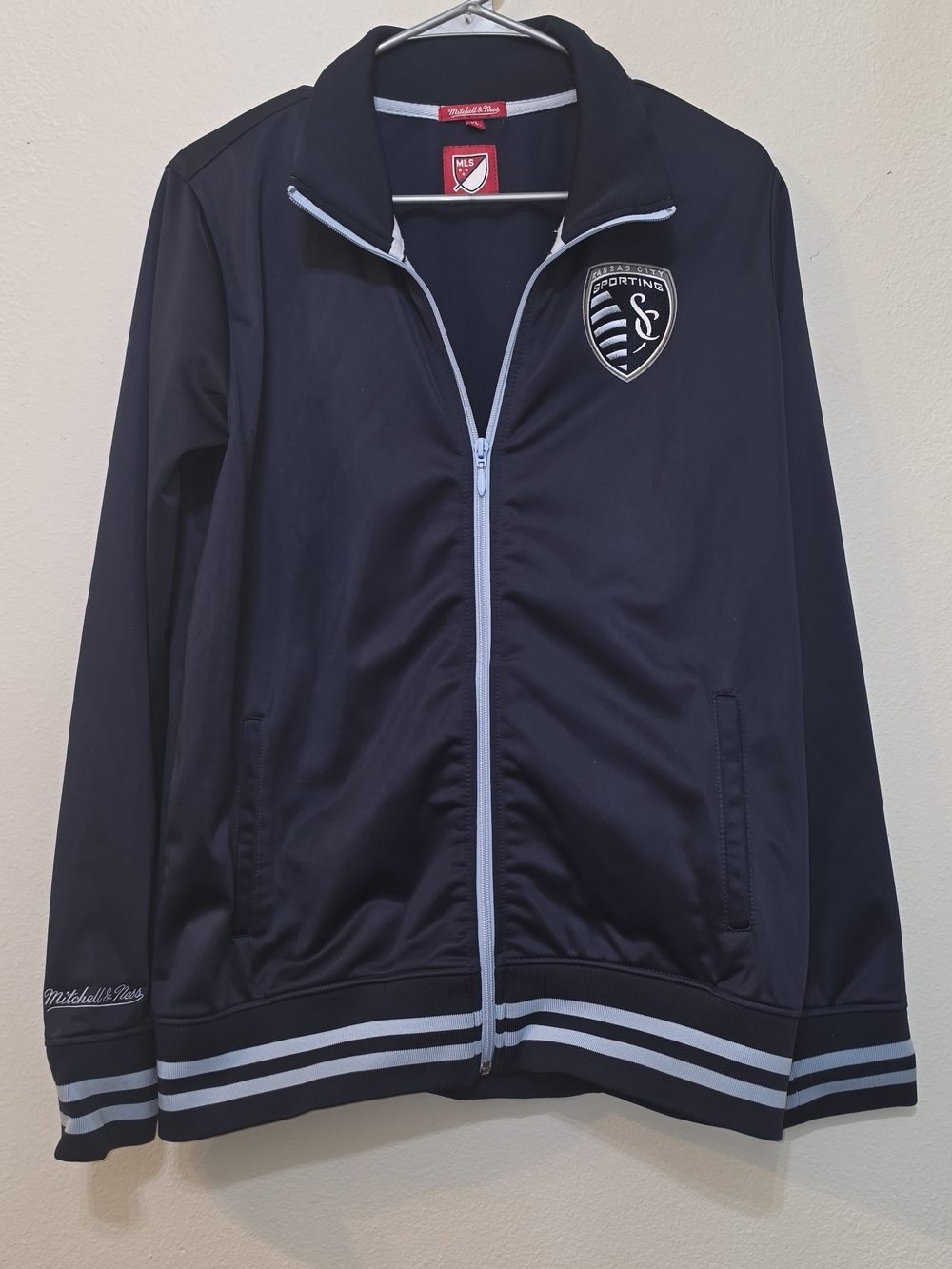 Mitchell & Ness Navy and Light Blue MLS Zip Jacket